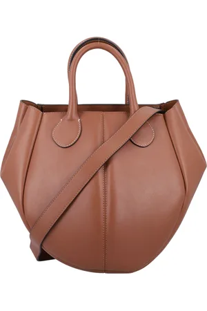 J.W.Anderson Tassen, Dames, Bruin, ONE Size, Leer, Punch Small Tote Handtas
