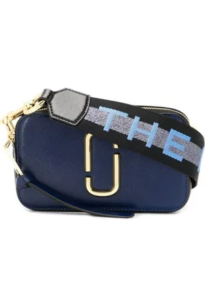 Marc Jacobs Tassen, Dames, Blauw, ONE Size, Leer, The Logo Strap Snapshot Tas