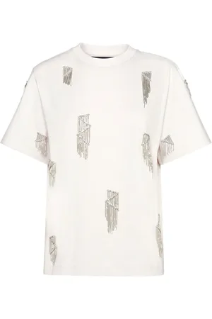 Philipp Plein Tops, Dames, Wit, L, Katoen, Casual Katoenen T-Shirt