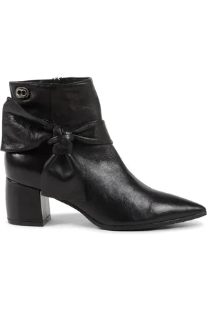 DEE OCLEPPO Schoenen, Dames, Zwart, 35 EU, Leer, Italiaanse Leren Enkellaars met Hak