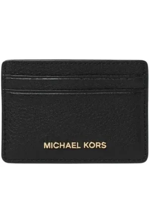 Michael Kors Accessoires, Dames, Zwart, ONE Size, Rode Leren Kaarthouder Portemonnee