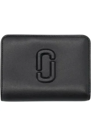 Marc Jacobs Accessoires, Dames, Zwart, ONE Size, Leer, Zwarte Compacte Portemonnee voor Vrouwen