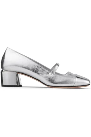 Jimmy Choo Schoenen, Dames, Grijs, 36 EU, Leer, Sandalen met hak