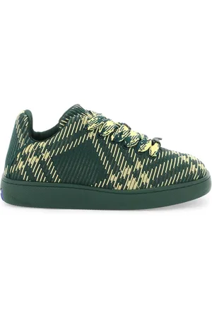 Burberry Schoenen, Heren, Veelkleurig, 42 EU, Leer, Sneakers met schotse ruit en prikkeldraad veters