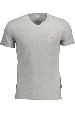 Guess Tops, Heren, Grijs, 2Xl, Katoen, Slim Fit Tee met V-hals