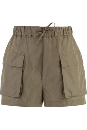 Msgm Korte broeken, Dames, Groen, XS, Polyester, Shorts van stof met elastische tailleband en zakken