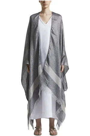 PESERICO SIGN Jassen, Dames, Grijs, ONE Size, Linnen, Viscose, linnen en lurex kimono