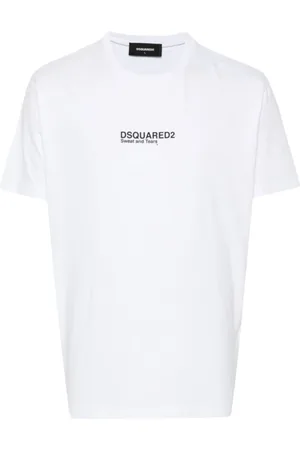 Dsquared2 Tops, Heren, Wit, M, Katoen, Wit T-shirt met print, korte mouwen