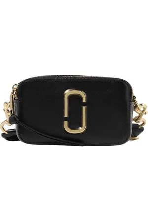 Marc Jacobs Tassen, Dames, Zwart, ONE Size, Leer, Compacte Leren Cameratas Met Ritssluiting