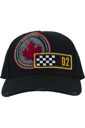 Dsquared2 Accessoires, unisex, Zwart, ONE Size, Katoen, Vintage Baseballpet met Gesp