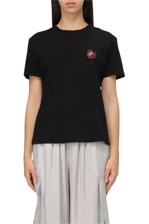 Armani Exchange Tops, Dames, Zwart, M, Katoen, Zwarte Hart Tee Elegante Stijl