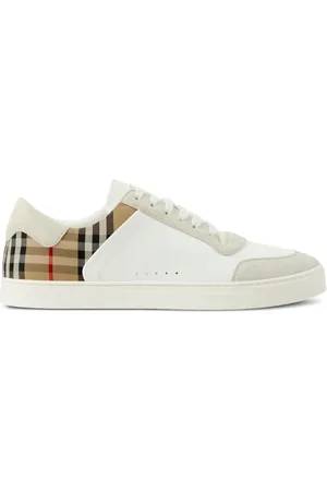 Burberry Schoenen, Heren, Veelkleurig, 44 EU, Leer, Vintage Check Leren Sneakers