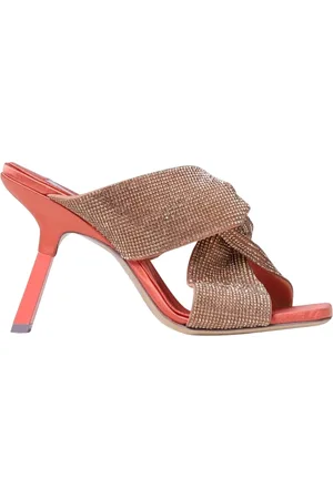 Sebastian Schoenen, Dames, Rood, 37 EU, Satijn, Rhinestone Hoge Hakken in Koraal