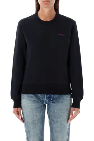 A.P.C. Sweatshirts & Hoodies, Dames, Zwart, S, Katoen, Zwarte Crew Neck Sweatshirt
