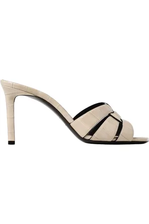 Saint Laurent Schoenen, Dames, , 36 EU, Leer, IJsleren Hakken Sandalen