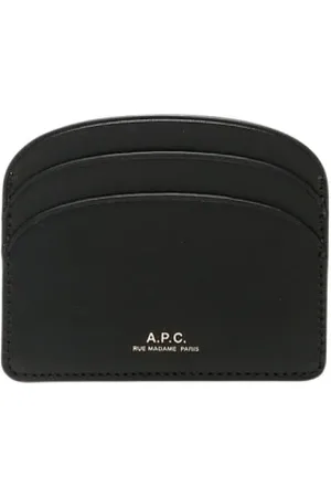 A.P.C. Accessoires, Dames, Zwart, ONE Size, Leer, Bruin Leren Kaarthouder Portemonnee