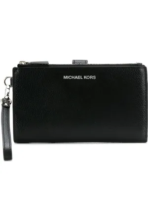 Michael Kors Accessoires, Dames, Zwart, ONE Size, Leer, Portemonnee voor Smartphone van Gestikt Leder