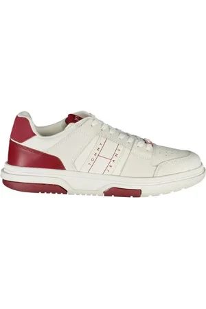 Tommy Hilfiger Schoenen, Heren, Wit, 40 EU, Polyester, Rode polyester sneakers voor stijl en prestatie