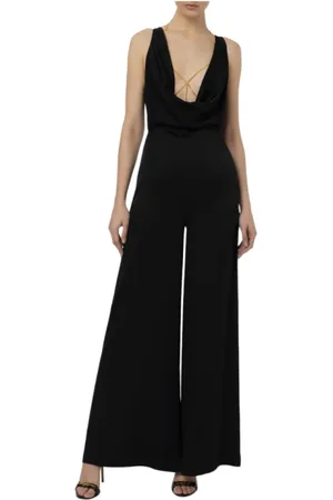 Elisabetta Franchi Jumpsuits & Playsuits, Dames, Zwart, M, Leer, Jumpsuit