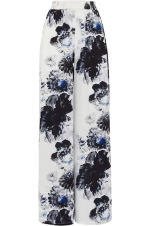 Alexander McQueen Broeken, Dames, Veelkleurig, XS, Bloemenprint Hoge Taille Broek