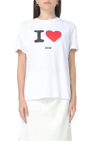 Msgm Tops, Dames, Wit, XS, Katoen, Stijlvolle grafische T-shirt voor vrouwen