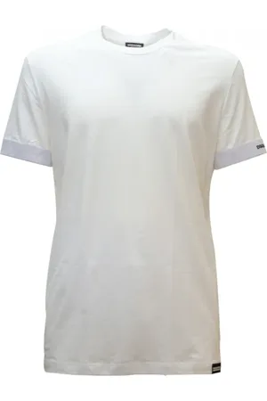 Dsquared2 Tops, Heren, Wit, S, Katoen, Wit Katoenen T-Shirt met Elastische Mouwen