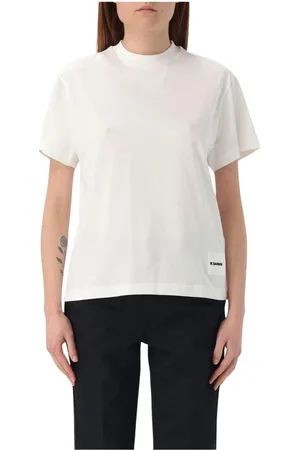 Jil Sander Tops, Dames, , S, Katoen, Klassieke Crew Neck Zwarte T-Shirt