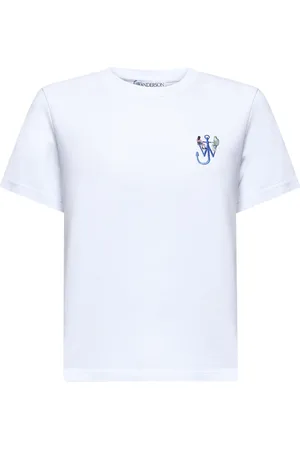 J.W.Anderson Tops, Dames, Wit, M, Katoen, Anchor Logo Print Wit T-shirt