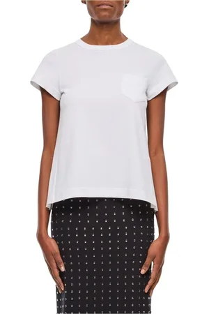 SACAI Tops, Dames, Wit, S, Katoen, Wit loszittend T-shirt