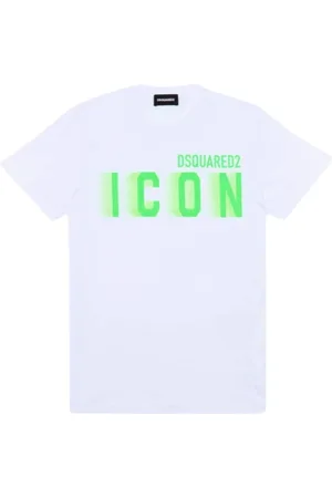 Dsquared2 Tops, Heren, Wit, 2Xl, Katoen, Fluorescent Logo T-shirt