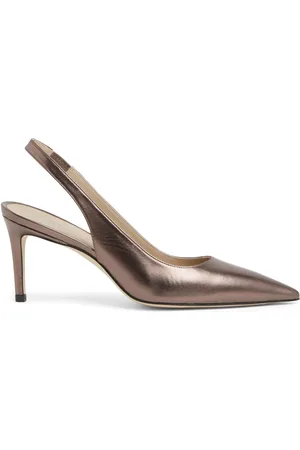 Stuart Weitzman Schoenen, Dames, Grijs, 37 EU, 75mm Metallic Slingback Pump