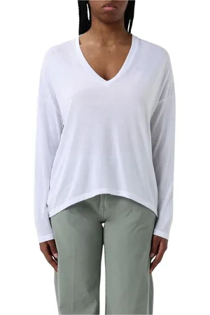 Dondup Tops, Dames, Wit, M, Stijlvolle Casual Blauw T-shirt