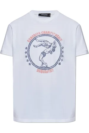 Dsquared2 Tops, Heren, Wit, 2Xl, Katoen, T-shirt met logo