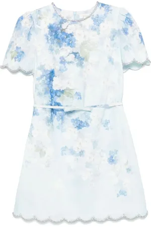 ZIMMERMANN Kleedjes, Dames, Blauw, S, Crush Scalloped Shift Jurk