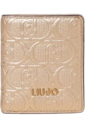 Liu Jo Accessoires, Dames, Geel, ONE Size, Leer, Portemonnee met reliëflogo Goud Stijlvol Accessoire