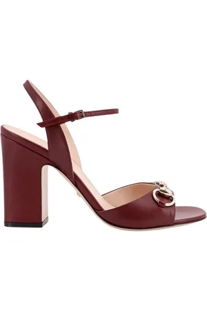 Gucci Schoenen, Dames, Rood, 40 EU, Leer, Rode Leren Sandaal Hakken