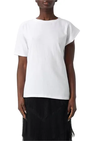 Twin-Set Tops, Dames, Wit, M, Katoen, Blauwe Chic T-shirt Regular Fit