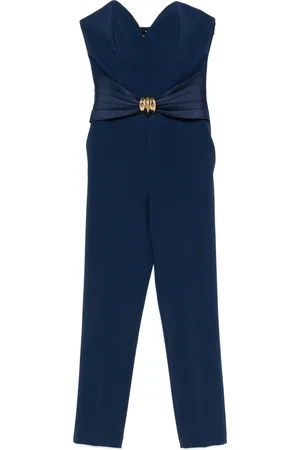 Elisabetta Franchi Jumpsuits & Playsuits, Dames, Blauw, M, Navy Strapless Jumpsuit met Zakken