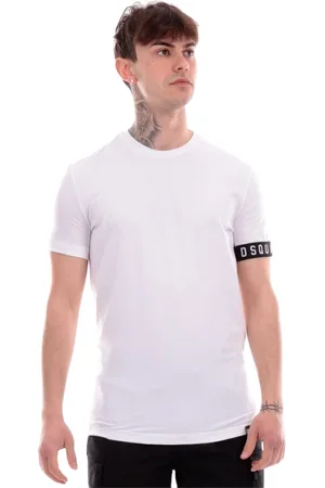 Dsquared2 Tops, Heren, Wit, M, Katoen, Iconische Banda Korte Mouw T-shirt