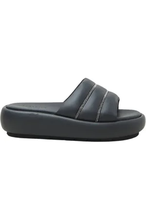 PESERICO SIGN Schoenen, Dames, Zwart, 40 EU, Reliëf chunky leren pantoffels
