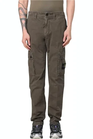 Stone Island Broeken, Heren, Groen, W33, Blauwe Straight Leg Cargo Broek