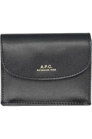 A.P.C. Accessoires, Dames, Zwart, ONE Size, Zwarte leren portemonnee voor vrouwen