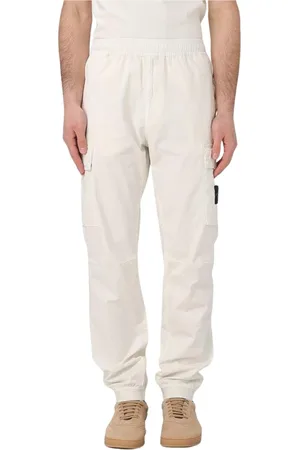 Stone Island Broeken, Heren, , W32, Nylon, Cargo Broek Relaxte Pasvorm Ivoor