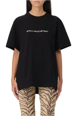 Stella McCartney Tops, Dames, Zwart, XS, Katoen, Witte Relaxte Pasvorm Tee