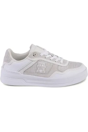 Tommy Hilfiger Schoenen, Dames, Wit, 37 EU, Leer, Witte Leren Sneakers
