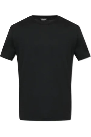 Dsquared2 Tops, Heren, Zwart, S, Leer, T-shirt met logo