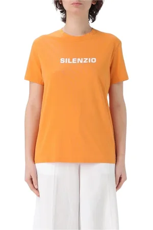 Aspesi Tops, Dames, Oranje, XS, Katoen, Blauwe Crew Neck Tee voor Vrouwen