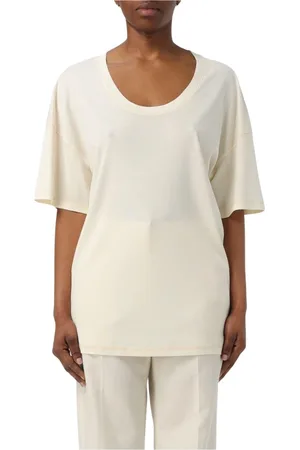 LEMAIRE Tops, Dames, , S, Katoen, Crème Relaxte Pasvorm Katoenen T-Shirt
