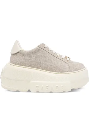Casadei Schoenen, Dames, Geel, 40 EU, Leer, Golden Platform Sneakers