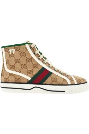 Gucci Schoenen, Dames, Bruin, 38 EU, Hoge Top Tennis Sneakers 1977